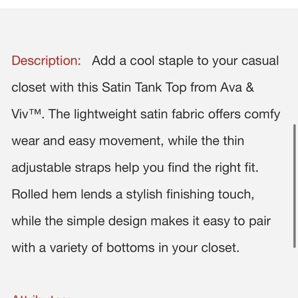 NWT Women's Ava & Viv Black Satin Tank Top - XXL - NWT - Picture 11 of 11